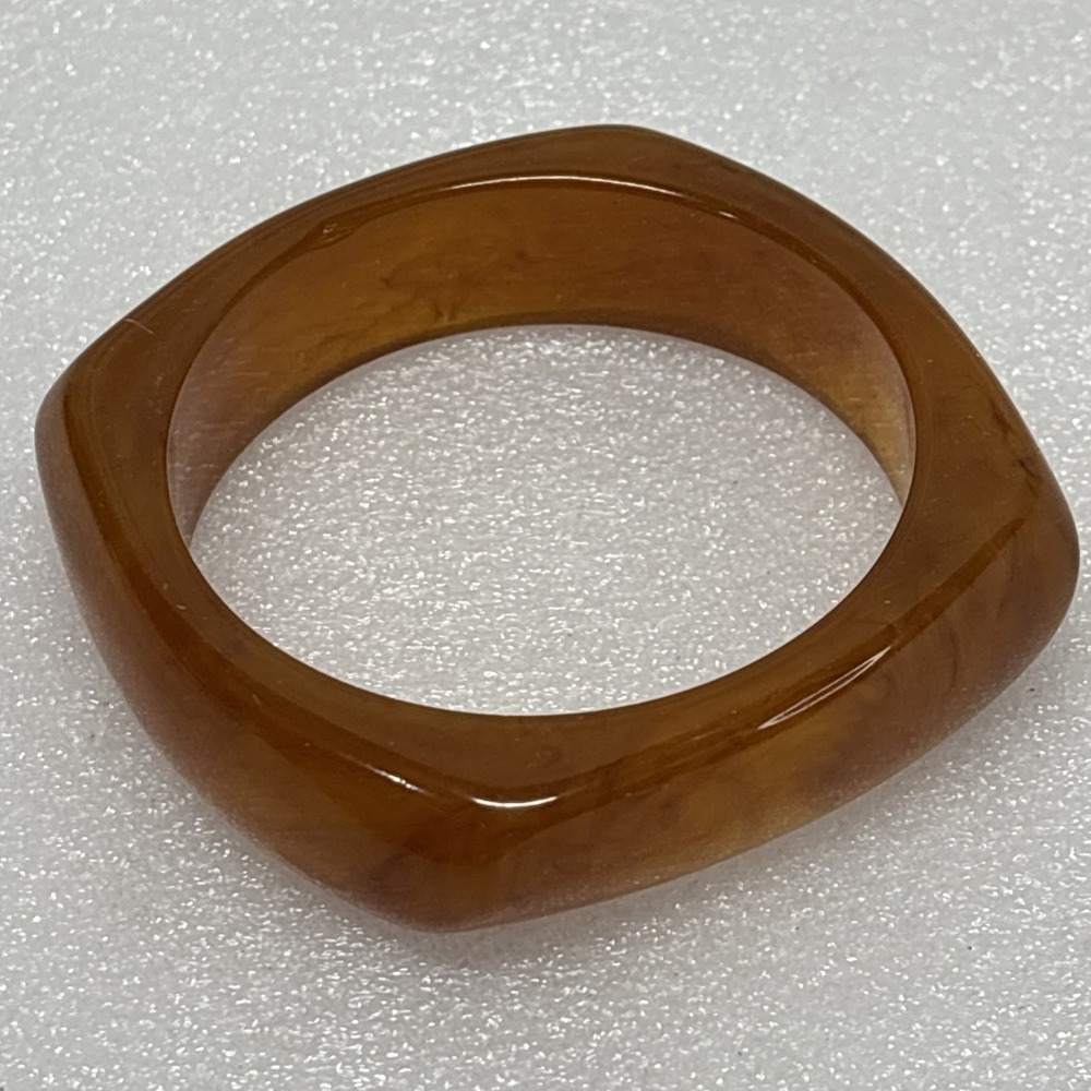 Vintage Bakelite Transparent  Marbled Butterscotch Orange Wide Bangle‎ Bracelet